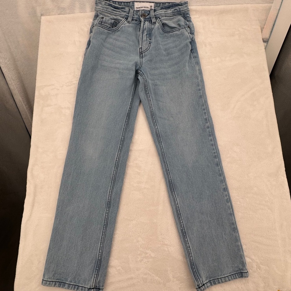 Paperdenim&cloth Mens Straight Leg, Light Wash Soft 100% Cotton Jeans 28x30